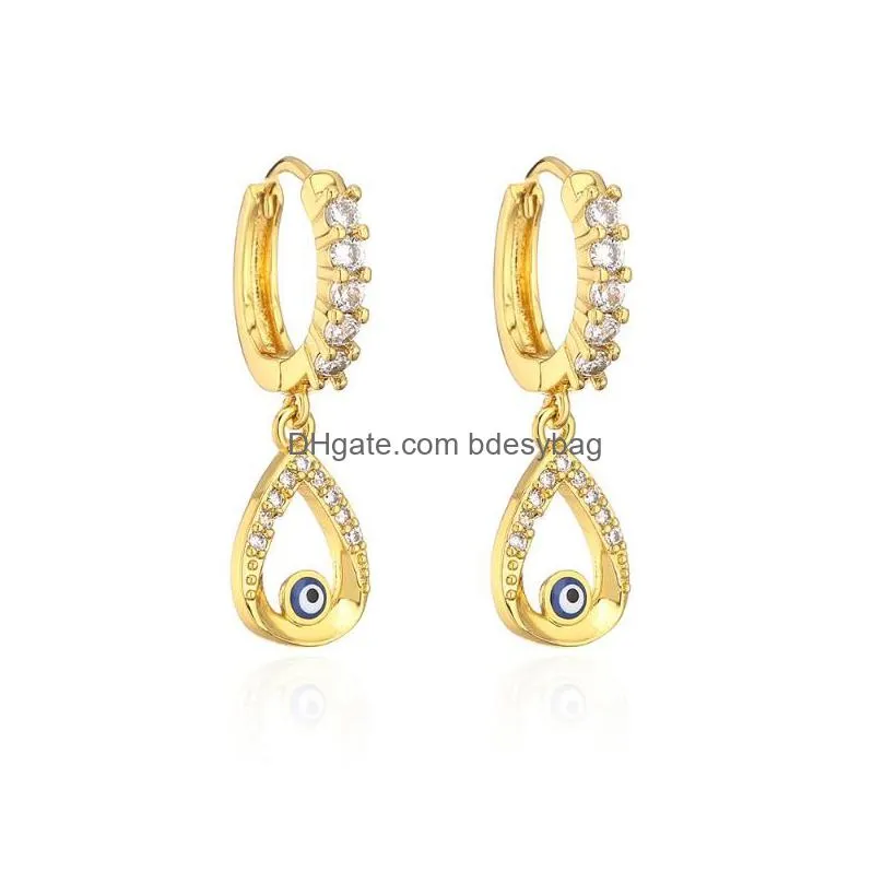 hoop earrings mafisar design trendy enamel oil dropping devils eye geometric gold plated zircon high quality fashion