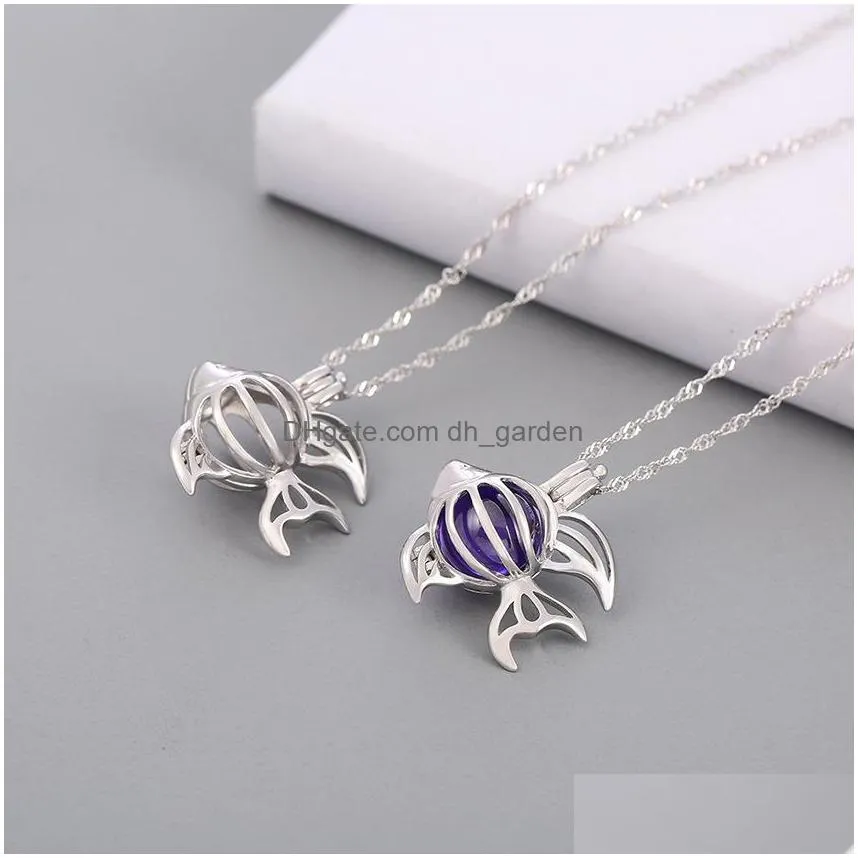 high quantity sterling silver cage pendants 925 women fashion high luster round natural pearl necklace locket accessories