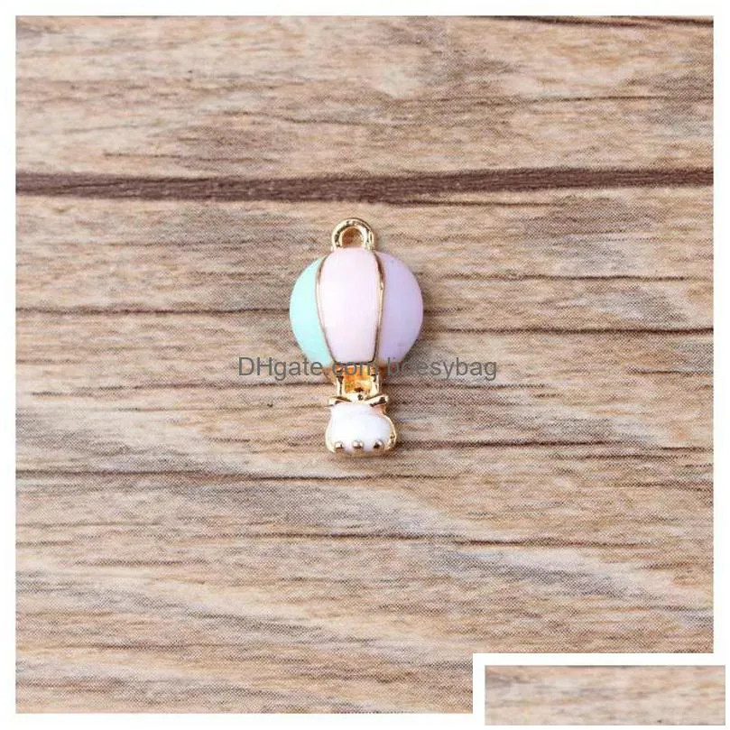 20pcs jewelry diy accessories alloy hot air balloon enamel charms pendants for bracelet earring making floating