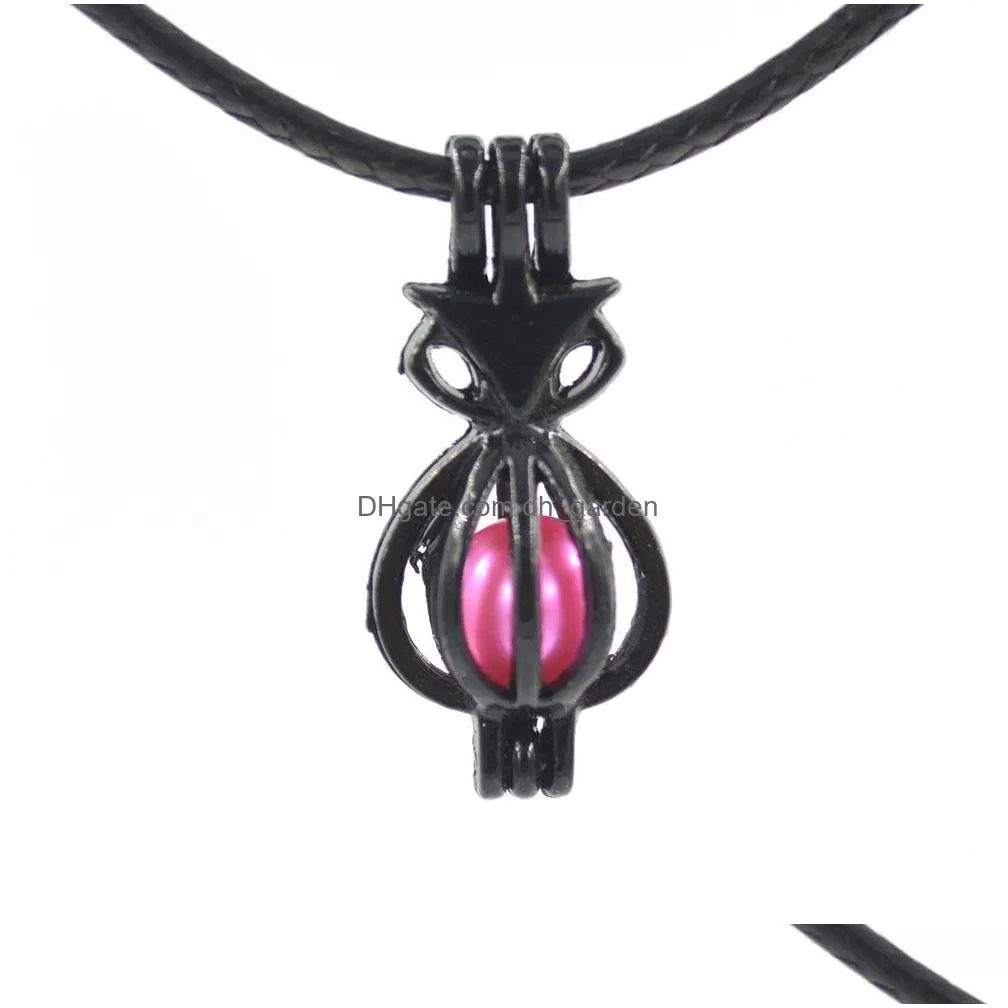 mixed black pearl cage pendant fashion hollow animal aromatherapy  oil diffuser locket pendant mountings for jewelry making