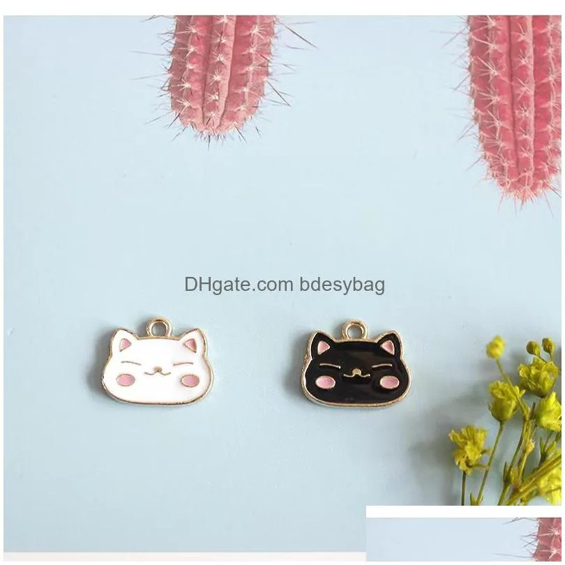 20pcs cute mix enamel cat charms diy jewelry making animal charms pendants for necklace earrings accessories