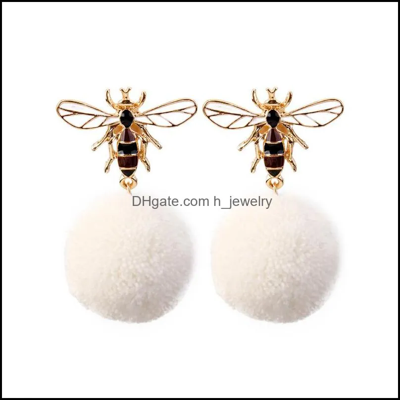  fashion south korean alloy yellow black white hair bulb ball bees stud earrings for women delicate and lovely personality lady