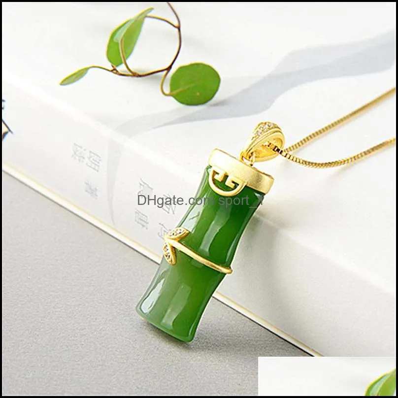 bamboo inlaid jade pendant hetian jade russian chalcedony bamboo pendant chinese style bamboo jade pendant necklace