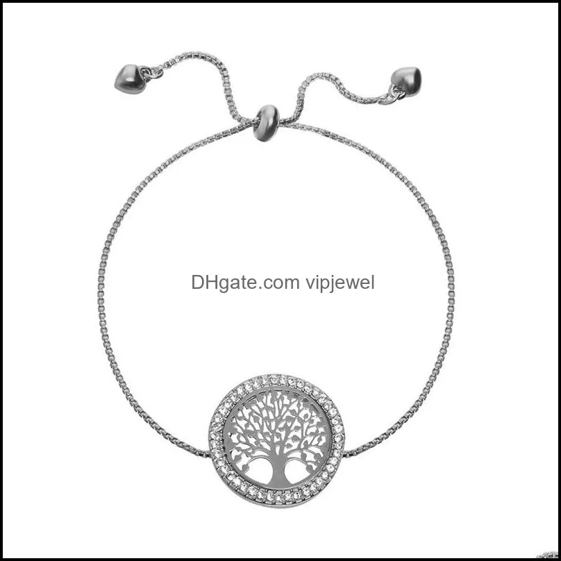  fashion hollow tree of life bracelets for women adjustable silve stainless steel bracelets jewelry gift