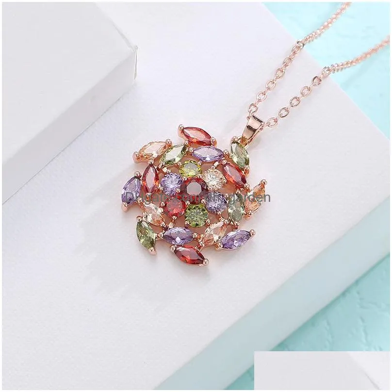 american and european new flowers 3a zircon pendant anti allergy versatile classic four claw necklace shipping