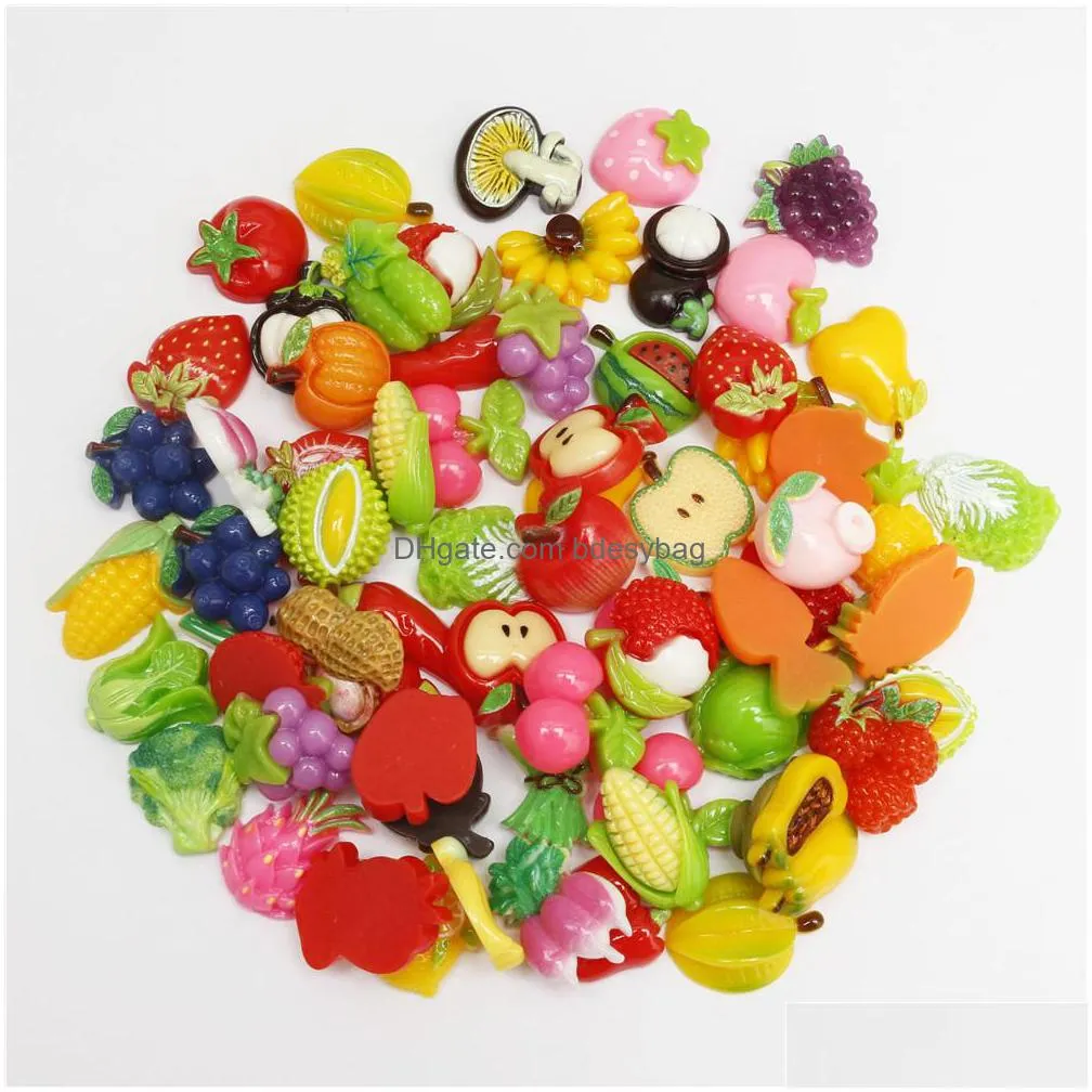 30pcs resin charms fruit blessing bag simulation fruit accessories diy cream mobile phone shell material wholesale