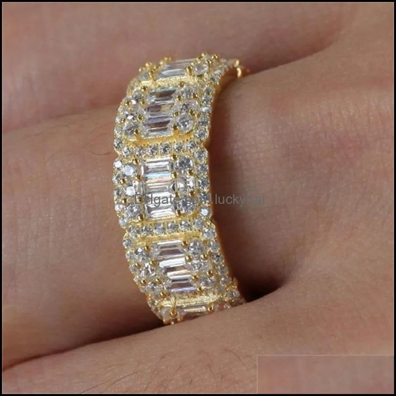 iced out diamond ring luxury designer jewelry 8mm mens rings fashion  hip hop bling gold wedding engagement love bague 3622