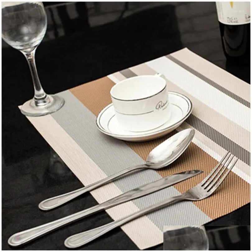 table mats pvc nonslip pad kitchen accessories stripe pat dining oilproof placemat heat insulation waterproof 30 45cm