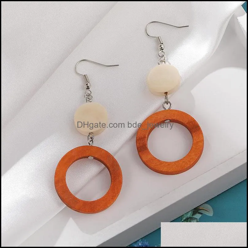  fashion geometric cute dangle wood earring for women elegant summer beach earring party jewelry gift