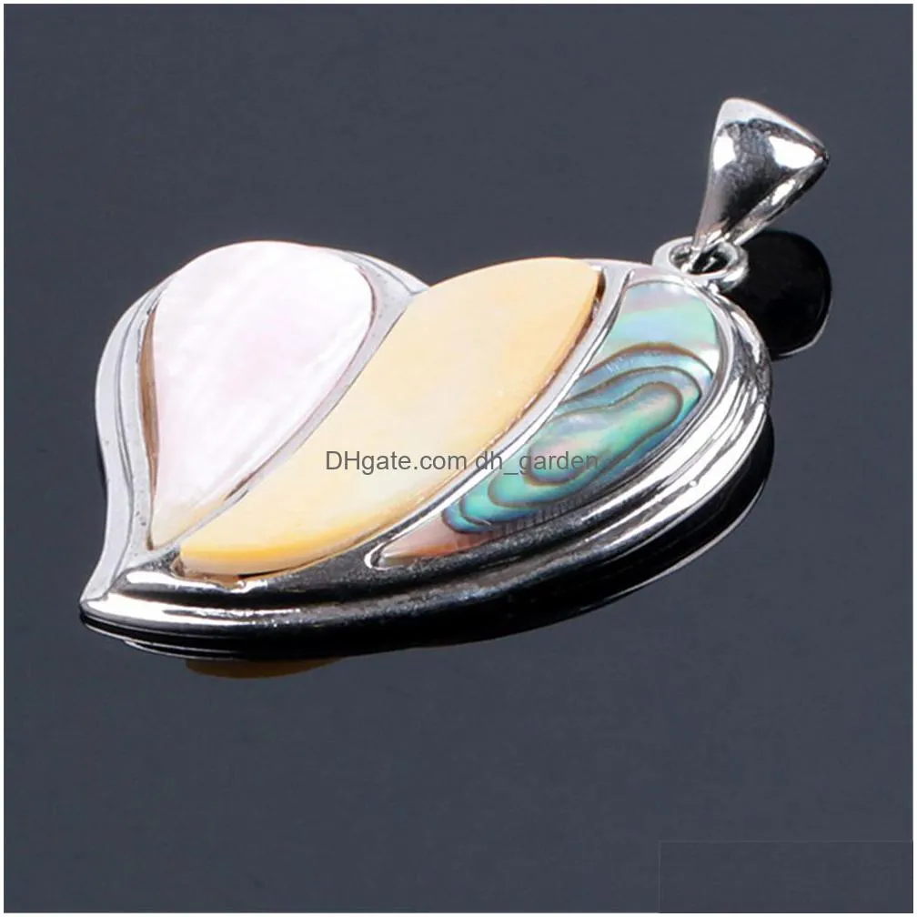 wholesale natural abalone shell splicing model love heart necklace pendant pink white shellfish mixed color pendant jewelry female