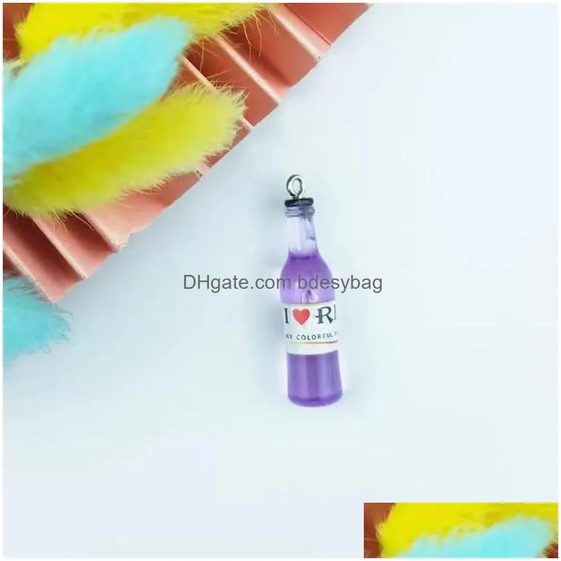 20pcs classics simulation plastic wine bottle charms pendant cocktail bottle charms diy earring keychain jewelry making accessory