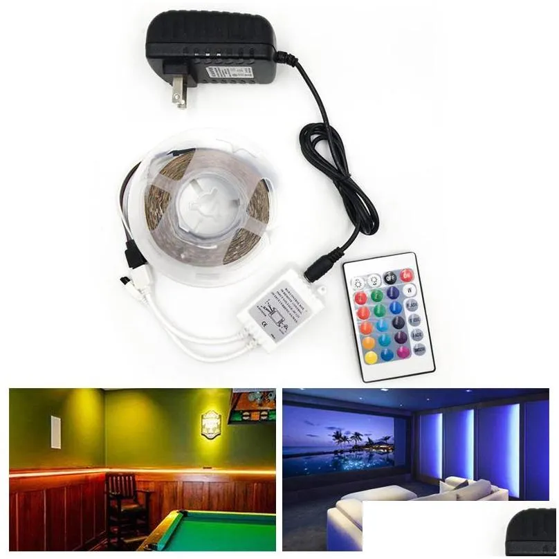 rgb led strip waterproof 2835 5m dc12v fita led light strip neon led 12v flexible tape ledstrip with controller and adapter