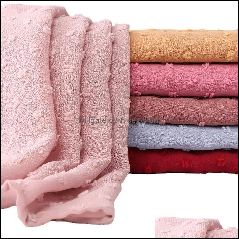 luxuey pom pom bubble chiffon hijab scarf women long shawl wrap muslim headband maxi islamic sjaal 180x70cm 20211231 t2