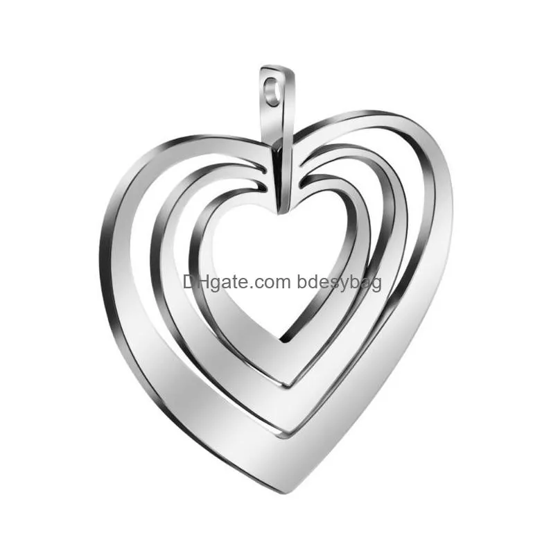 charms stainless steel heart for jewelry making rose gold/gold/silver color metal mirror polished 10pcs