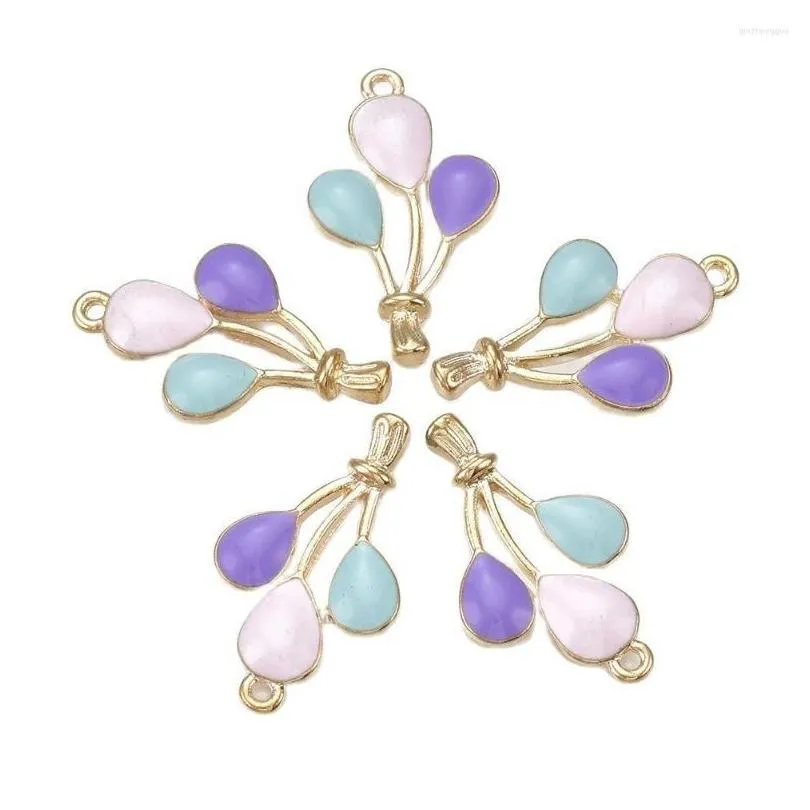 charms 5pcs cute alloy enamel colorful balloon for diy earrings necklace jewelry making accessories