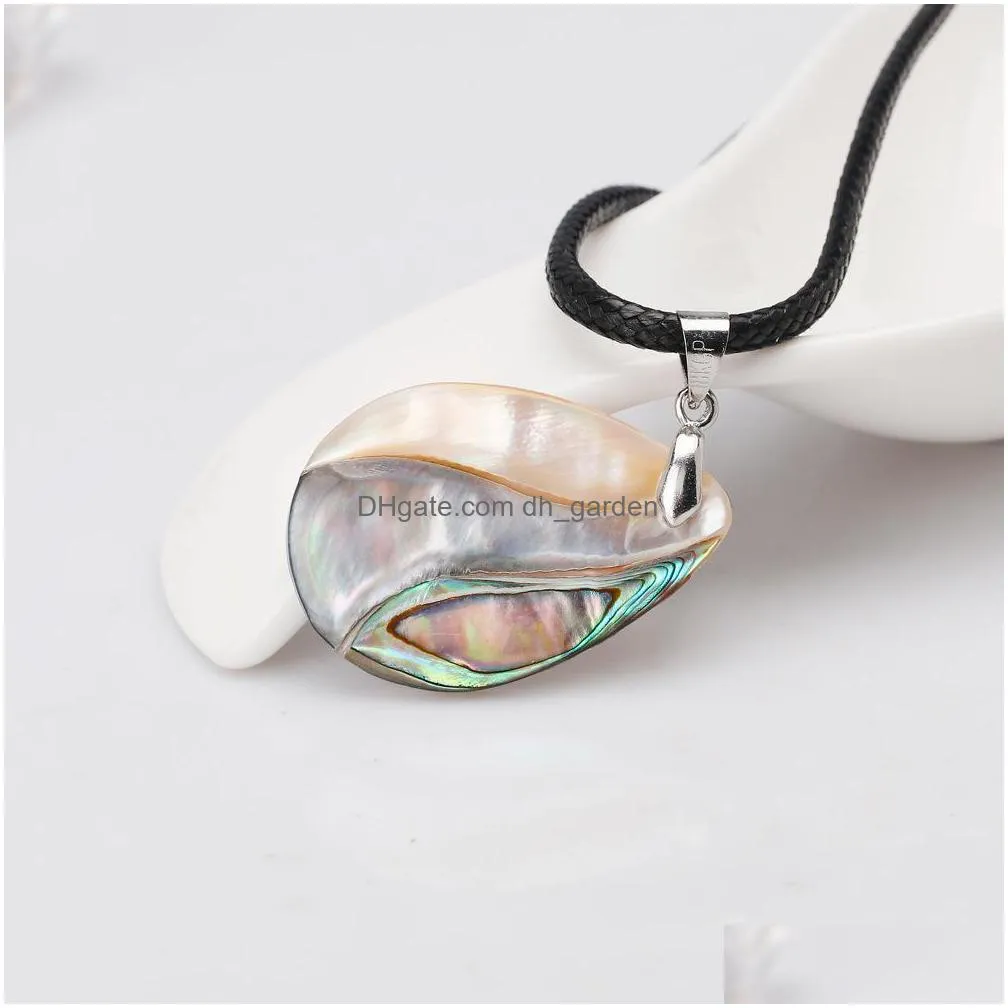 wholesale fashion dropletshaped personality nature abalone shell necklace euroamerican handmade lady pendant for party gift stxl028