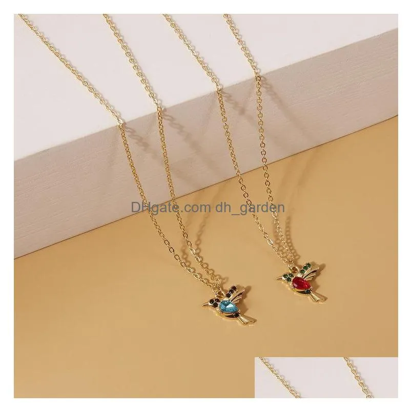 paper card dogeared necklace retro winged bird hummingbird necklaces female fashion collarbone chain wholesale