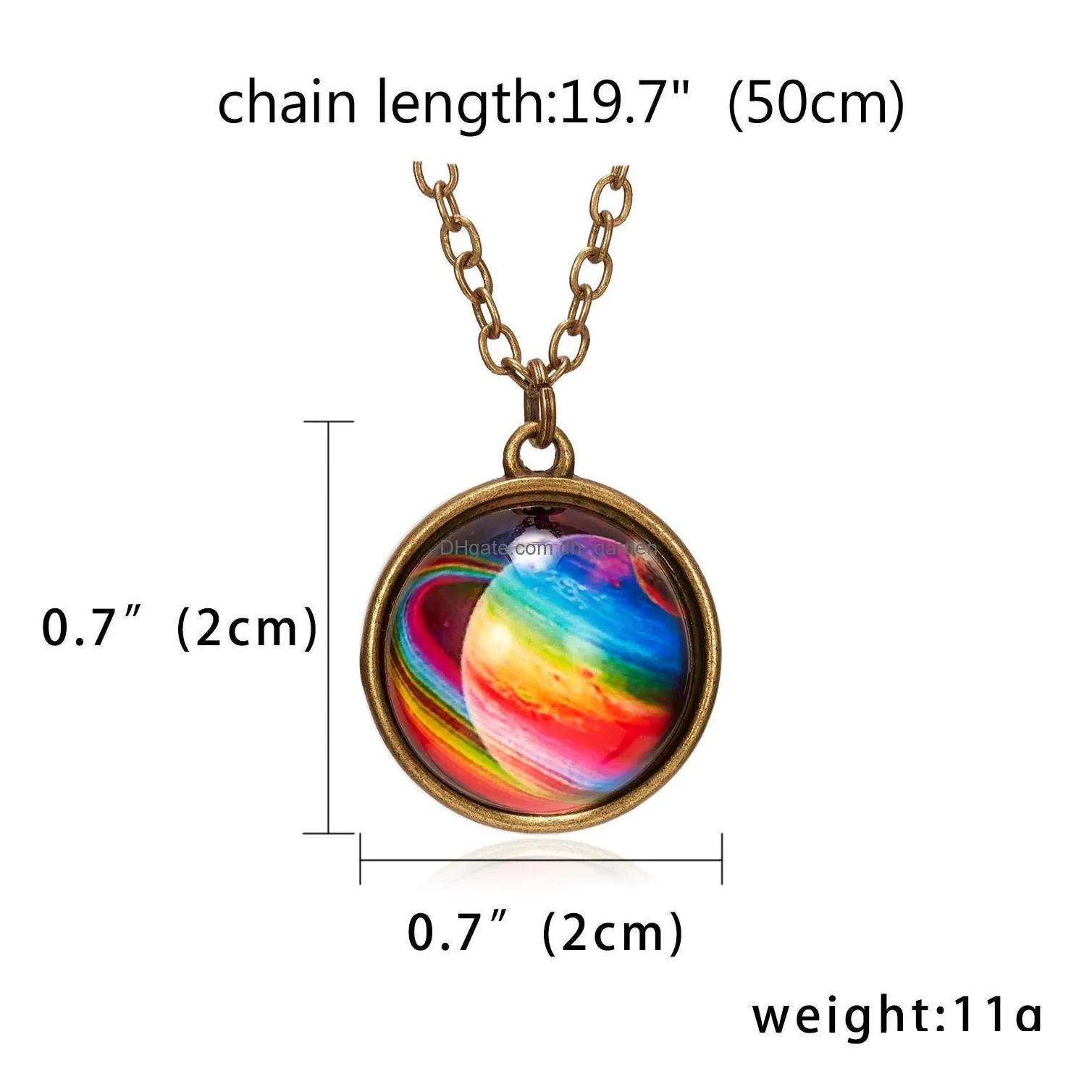 hot selling european and american personality galaxy nebula universe luminous doublesided retro pendant necklace manufacturer