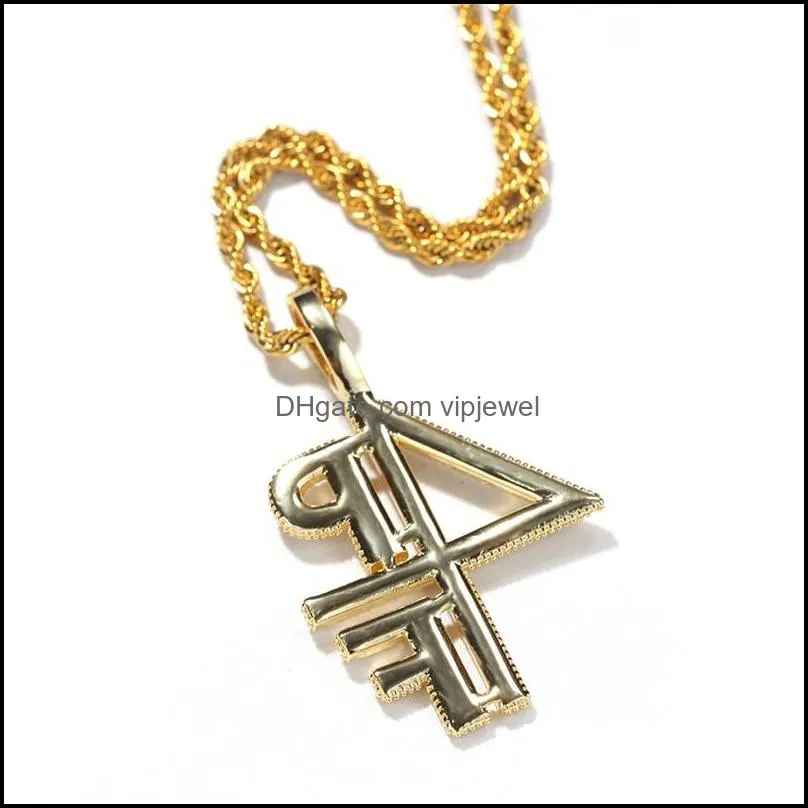 gold silver plated 4pf pendant necklace iced out lab diamond letter number dj rapper jewelry street style chain 740 t2