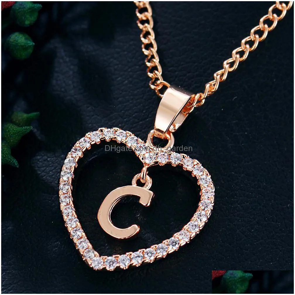 wholesale price letter necklaces 26 letters zircon love necklace jewelry pendant 18 inches chain