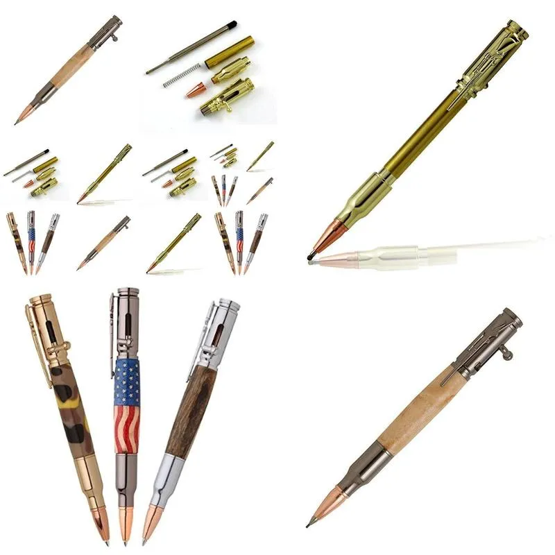 cool golden silver gun bolt clip handmade workshop wooden pen kits bullet selfassembly metal pen parts diy bolt action ballpoint