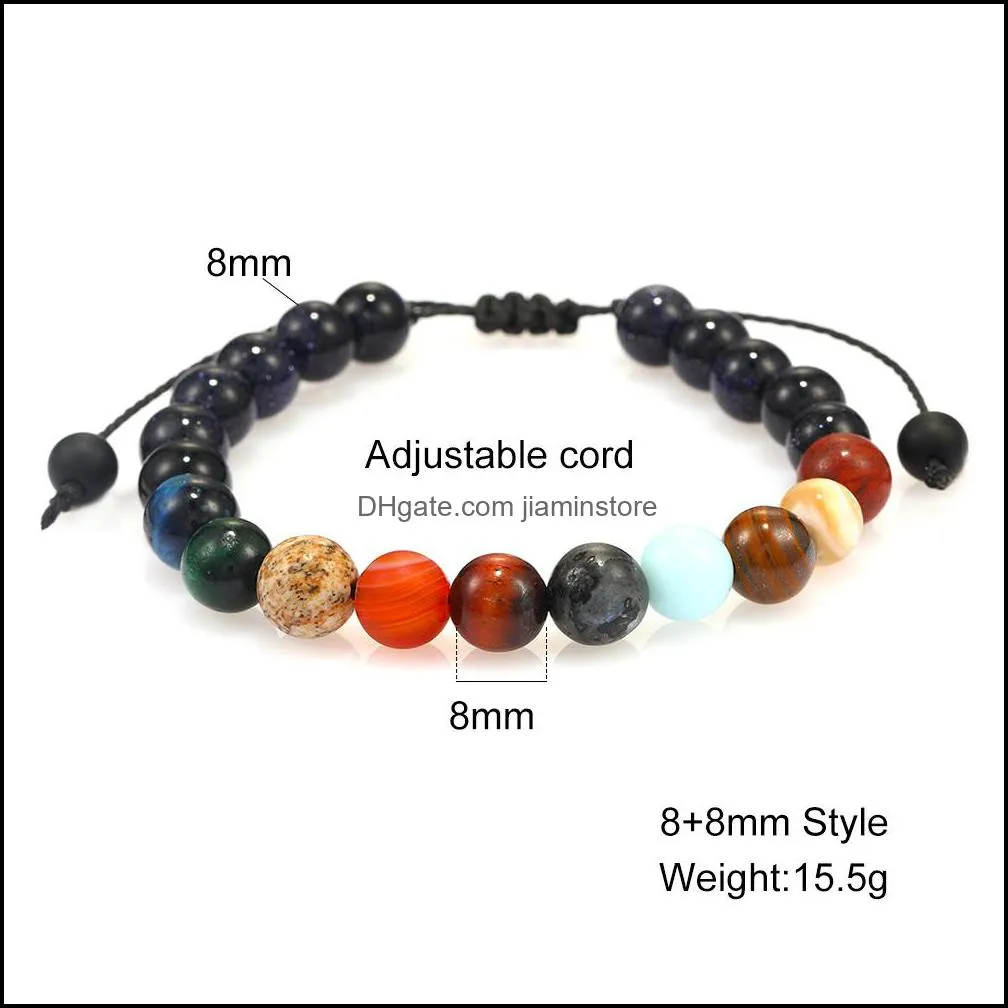 men bracelet universe galaxy eight planets braid bead bracelet natural stone universe yoga solar chakra bracelet for women men jewelry