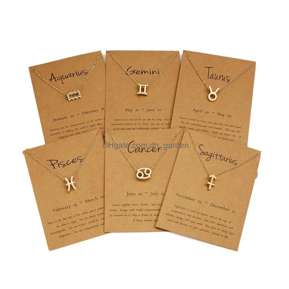 cr jewelry personality symbol version 12 constellations necklace cardboard constellation pendant necklace dogeared clavicular chain