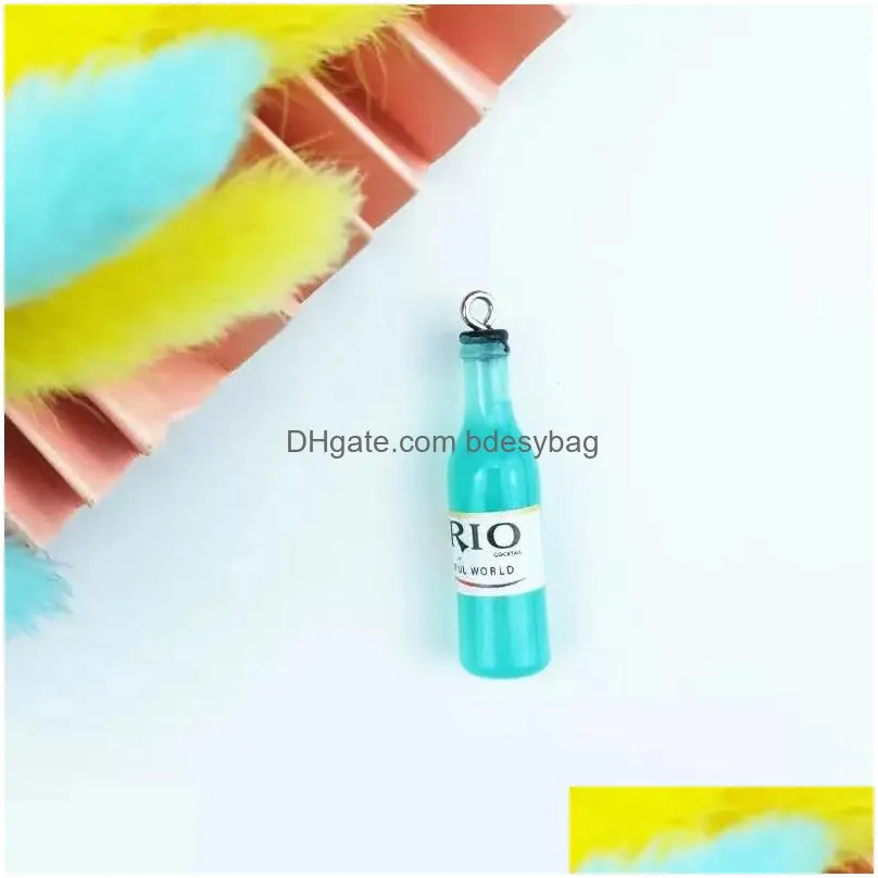 20pcs classics simulation plastic wine bottle charms pendant cocktail bottle charms diy earring keychain jewelry making accessory