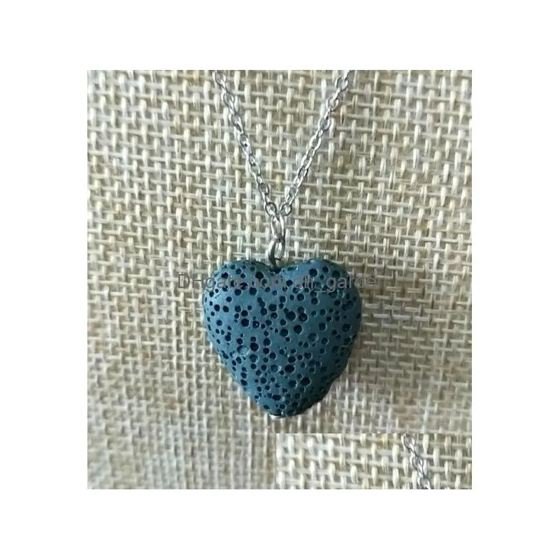 heart lava rock pendant necklace mix colors aromatherapy essential oil diffuser heartshaped stone necklaces for women xl1c145