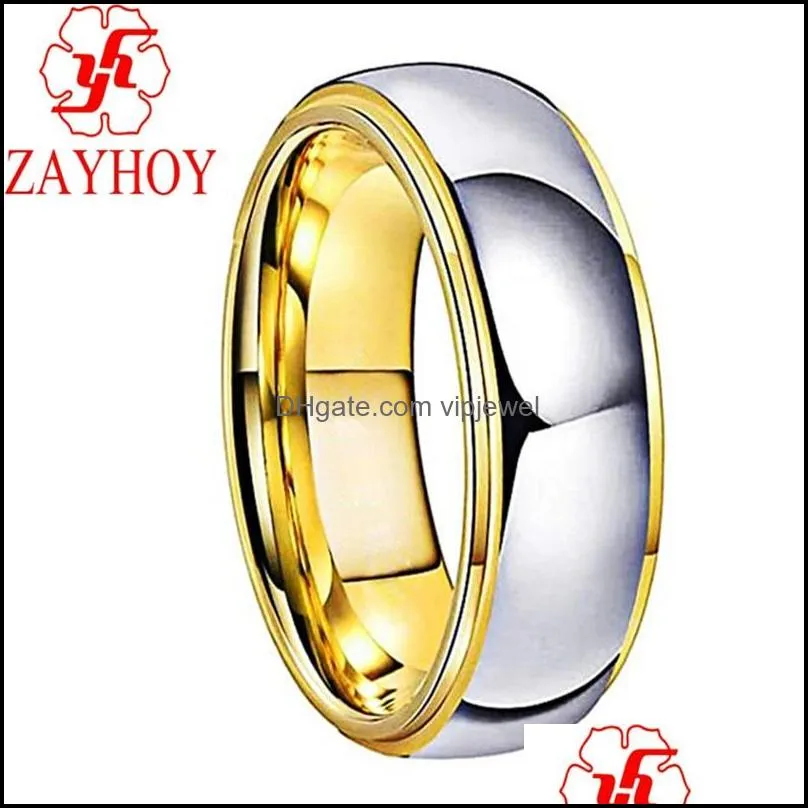 tungsten wedding rings womens jewelry gold mens tungsten carbide band anniversary 6/8mm couple ring steeped edges comfort fit 210310 759