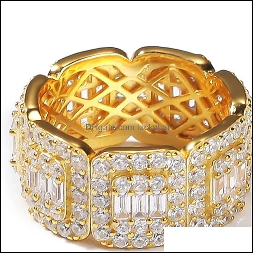 iced out diamond ring luxury designer jewelry 8mm mens rings fashion  hip hop bling gold wedding engagement love bague 3622