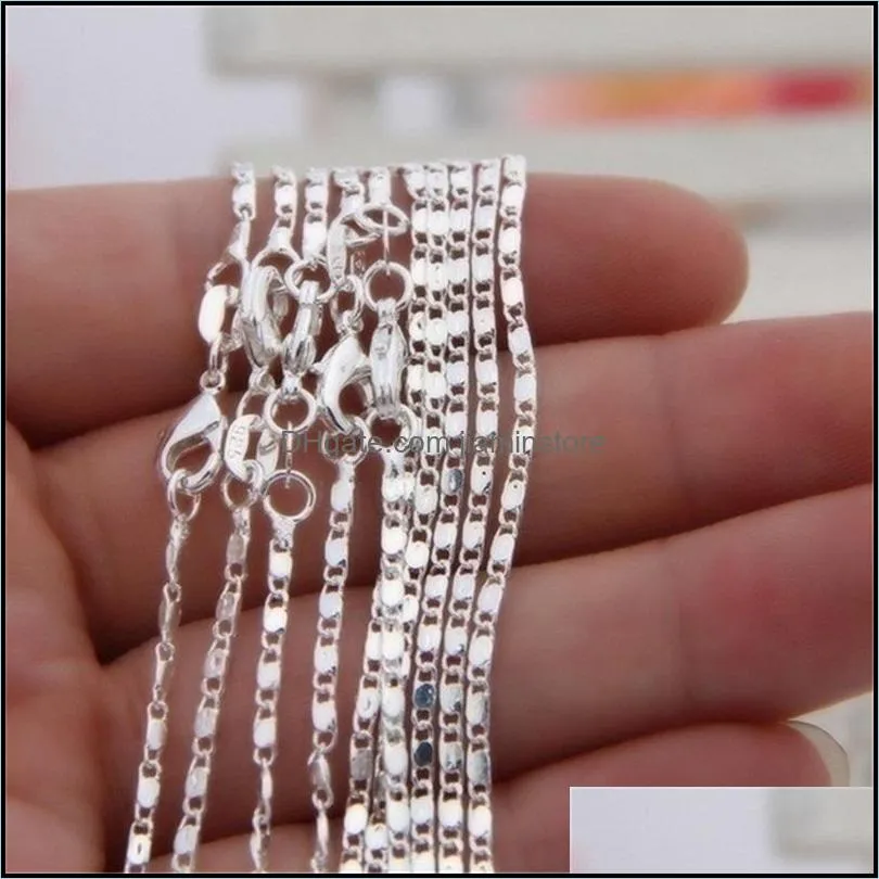 10pcs plated silver tile necklaces chains 2mm womens figaro link necklace 163041 q2