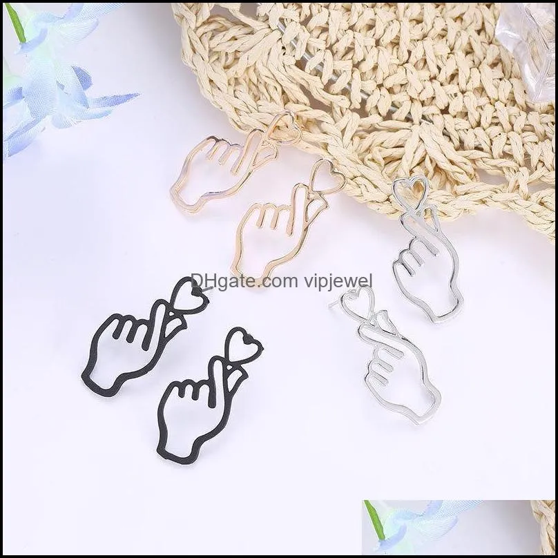 gesture earrings gold/silver plated alloy earring ear cuff piercing heart earring