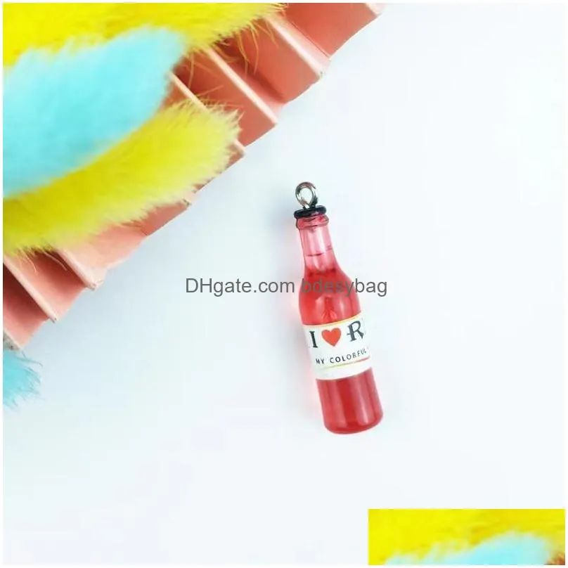 20pcs classics simulation plastic wine bottle charms pendant cocktail bottle charms diy earring keychain jewelry making accessory