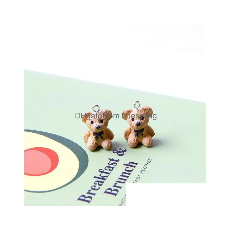 20pcs/lot 20x15mm cute bear matte resin charms for women making diy necklace keychain pendant jewelry accessories