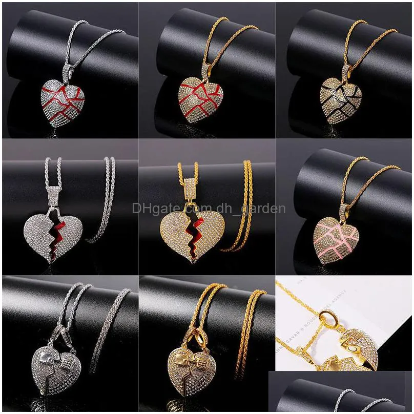 hip hop necklace european and american personality heart breaken shape male and female couple pendant necklace alloy models 2019 hot