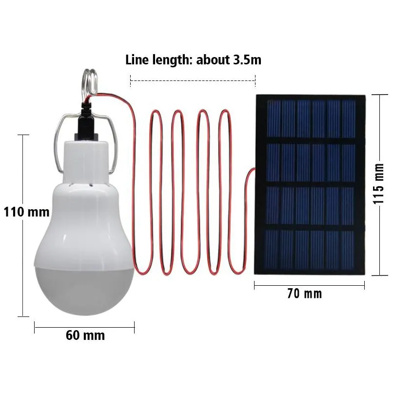 portable led solar lamp charged solar energy light panel powered emergency bulb for outdoor garden camping tent fishing