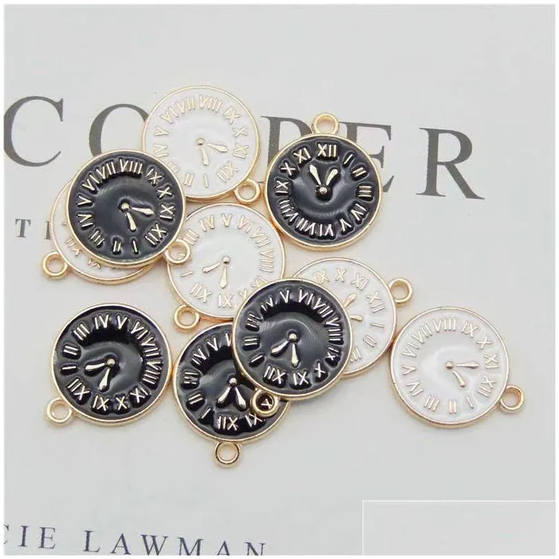 20pcs/lot fashion drip oil clock horologe enamel pendant charms alloy fit for bracelet earring diy jewelry accessories