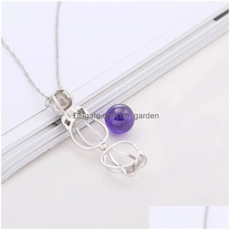 wholesale tortoise pearl/ball cage hanging diy accessories s925 silver necklace movable box manufacturer shipping