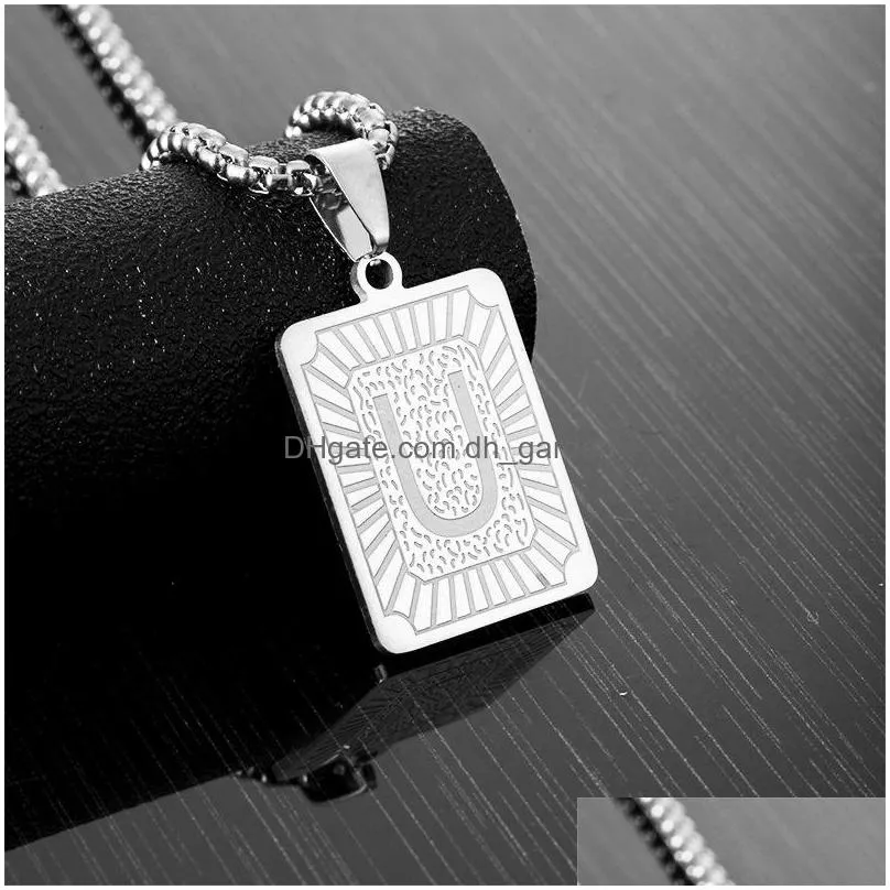 wholesale 26 english letters new womens fashionable letters stainless steel pendant necklace mens letter hiphop necklace
