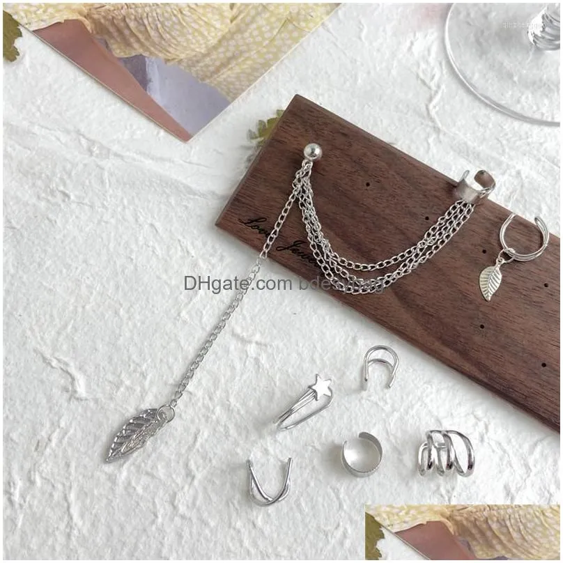 backs earrings tobilo 2022 fashion gold silver color metal ear clip leaf tassel for women gift cuff jewelry gifts