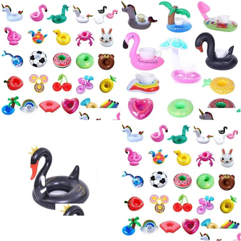 2020 inflatable float flamingo cup holder coasters inflatable drink holder for swimming pool air mattresses