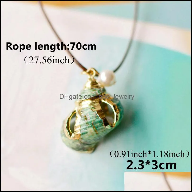 fashion summer simple natural starfish conch seashell pendant necklace rope chain shell necklaces beach jewelry for women ladies