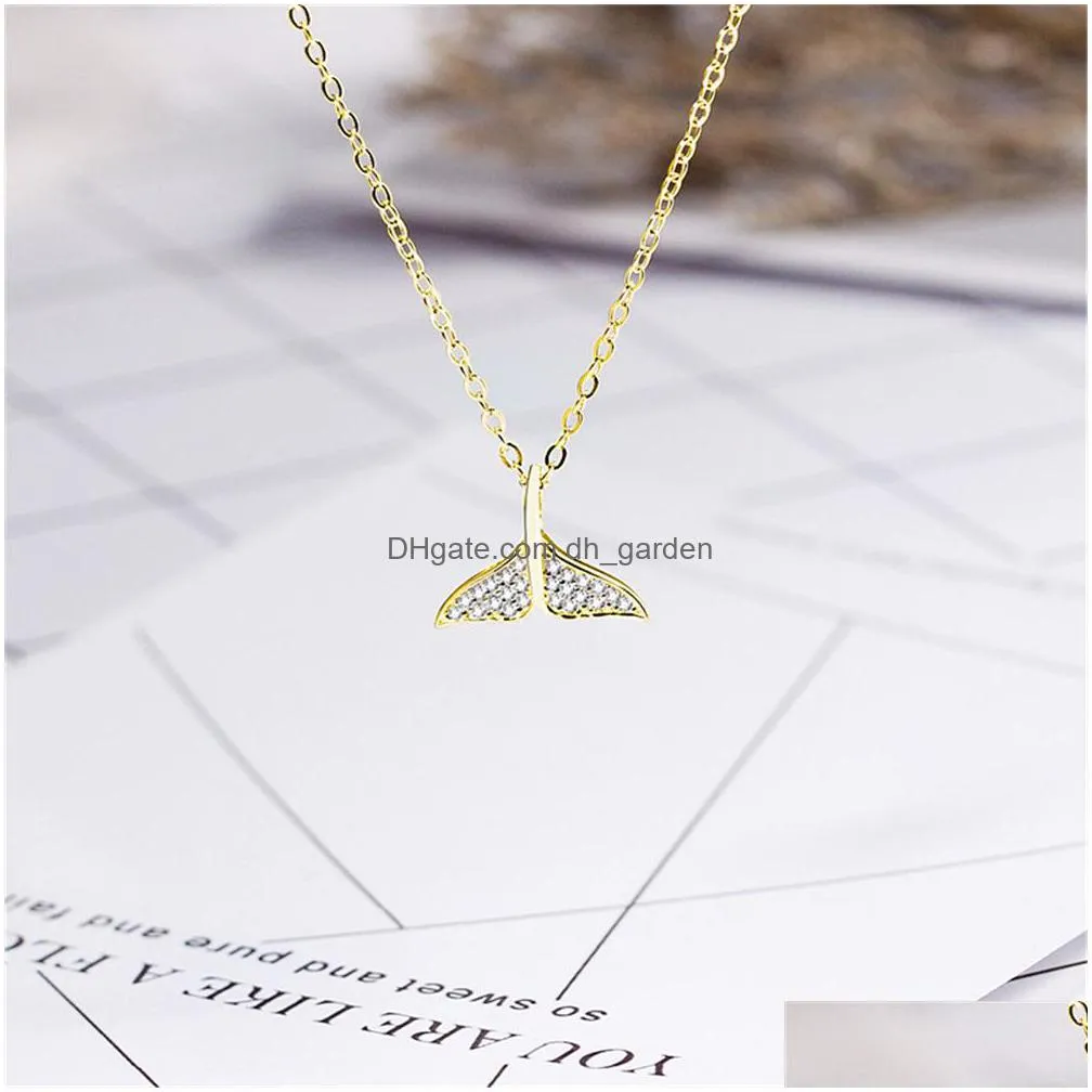 cr jewelry s925 sterling silver mermaid tail necklace korean version  tail pendant for women shipping
