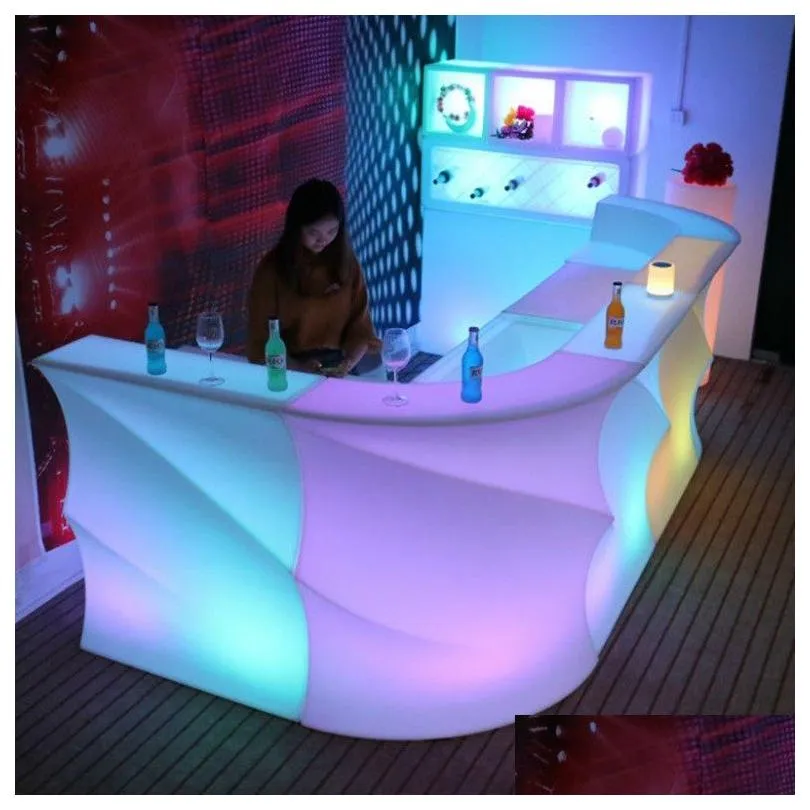 modern commercial lighting color changing rechargeable pe led high cocktail bar tables counter of bar