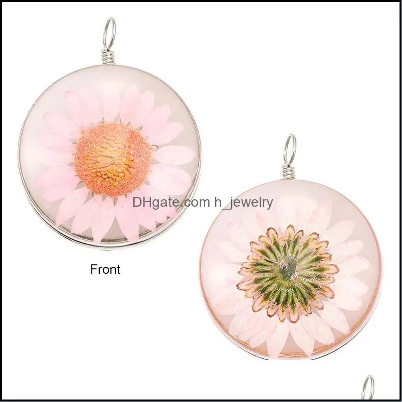 creative design glass dired flower small daisy ball shape pendant for necklace earring colorful transparent pendant diy jewelry