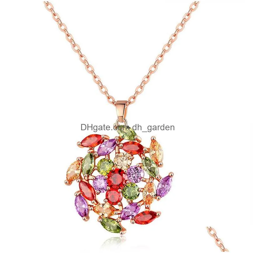 american and european new flowers 3a zircon pendant anti allergy versatile classic four claw necklace shipping