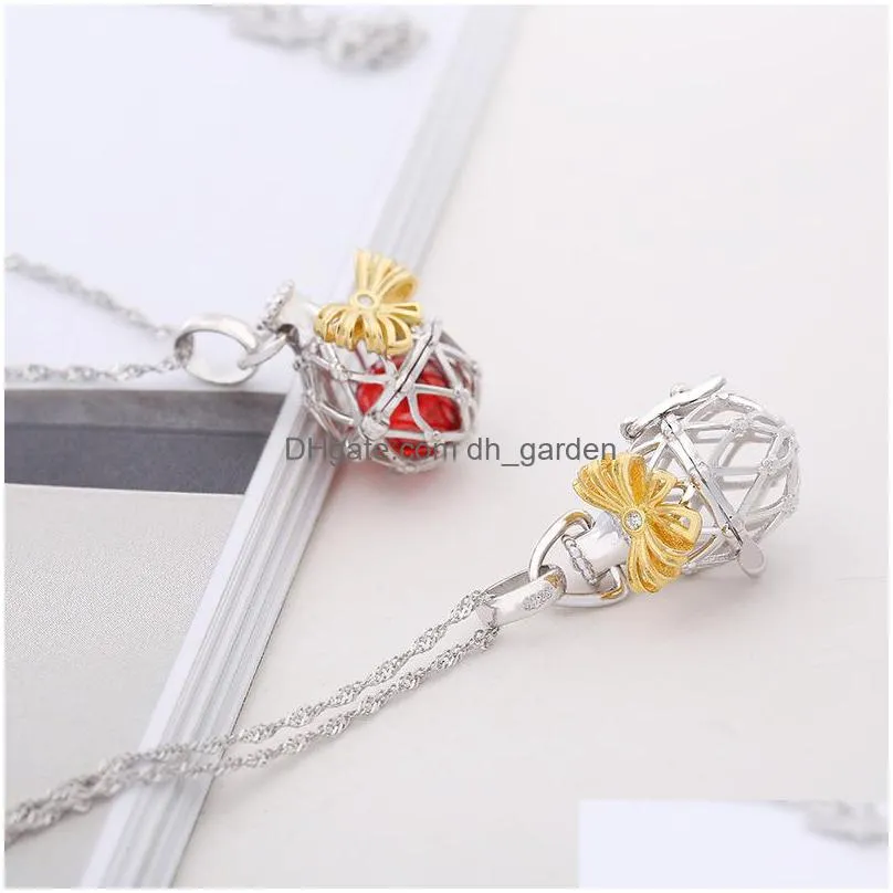 high quantity sterling silver cage pendants 925 women fashion high luster round natural pearl necklace locket accessories