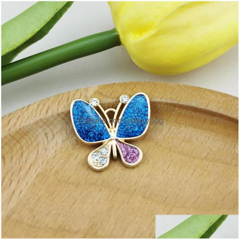 12pcs charm rhinestone glitter enamel butterfly charms metal earrings pendants dangle fit diy earring bracelet jewelry accessory