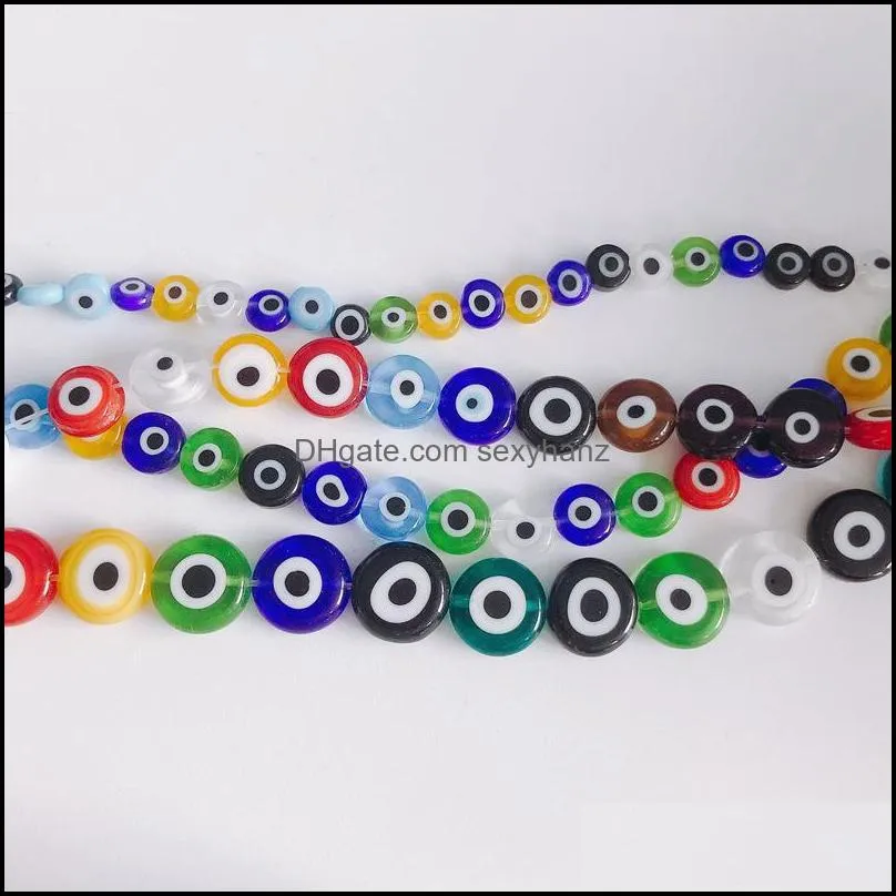 all size evil eye beads flat round mixed color glass beads 6/8/10/12mm multicoloured ojo evil eye colourful 330c3